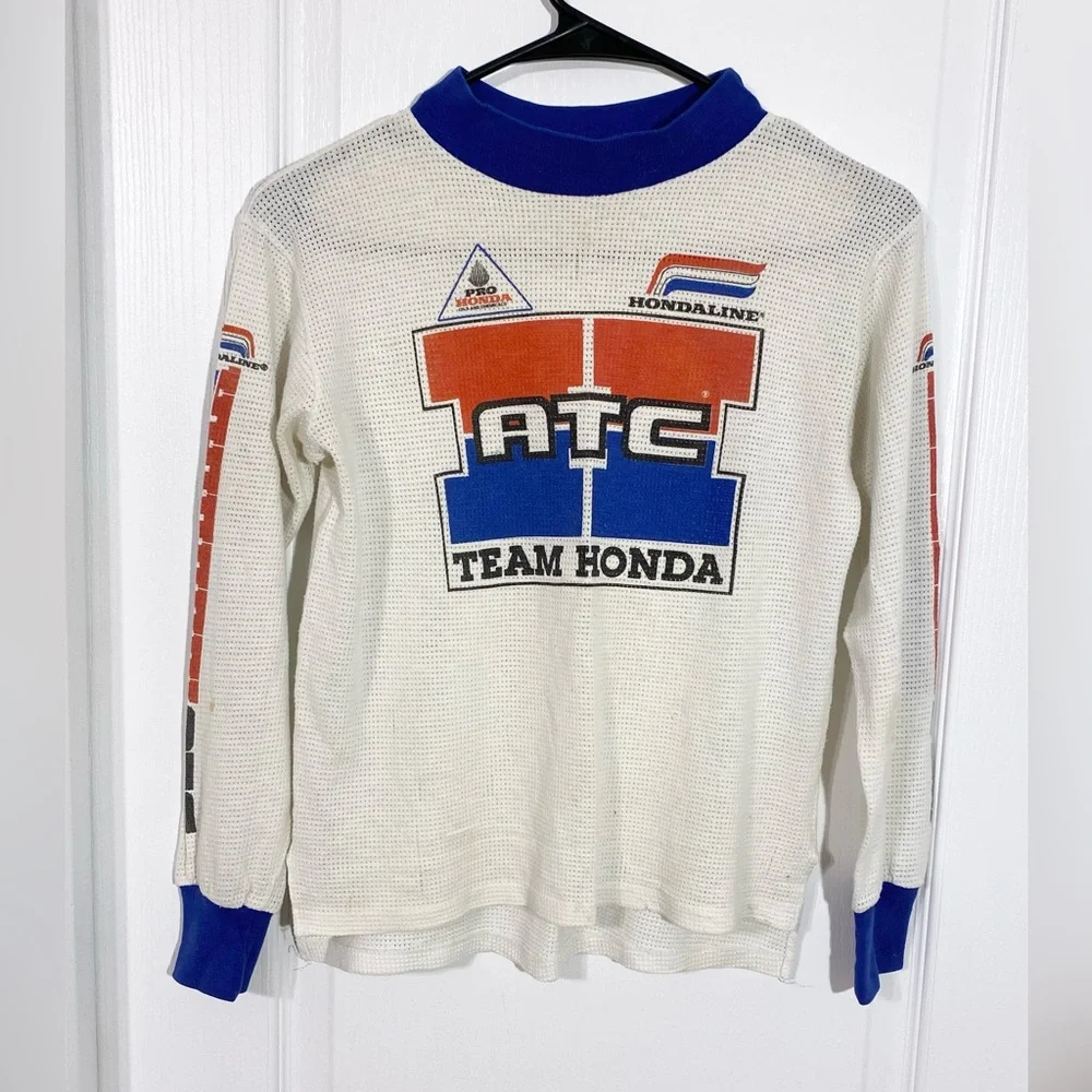 80s Hondaline Team Honda ATC Thermal Jersey USA MADE Vintage Youth Large
